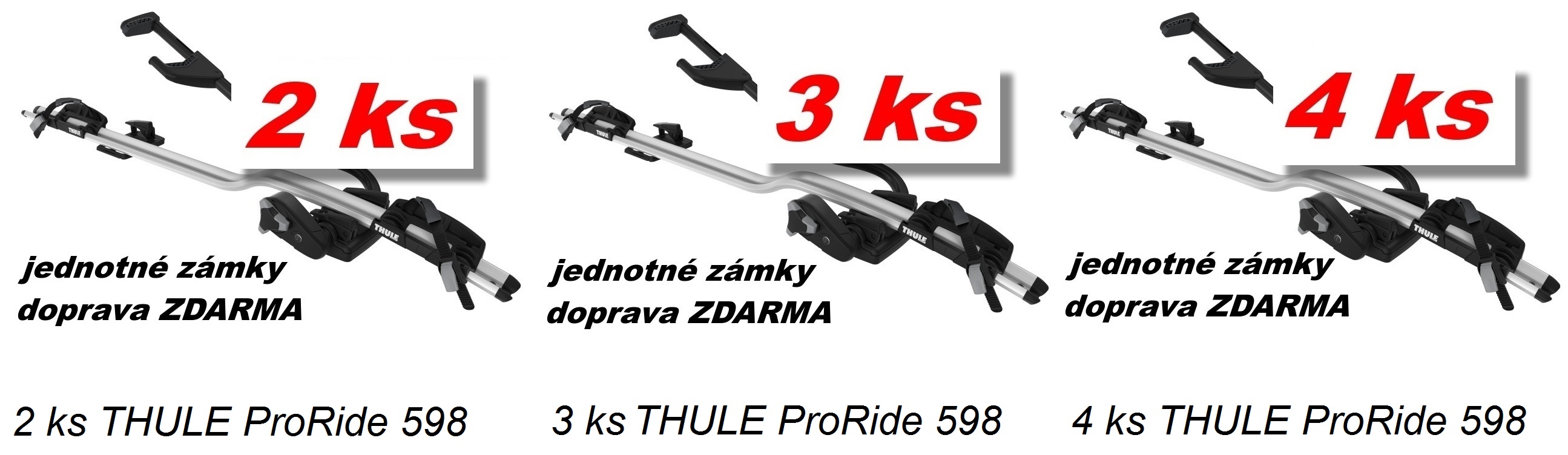 sady 2, 3 a 4 ks Thule ProRide 598 s dopravou zdarma a jednotnými zámky